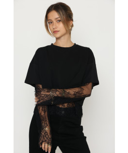 חולצה שילוב תחרה ש.ארוך