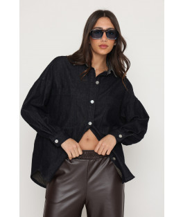 חולצה ג`קט ג`ינס - פנימי פסים