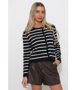 קרדיגן פסים כפתור זהב