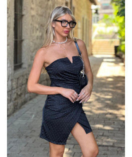שמלה אבנים קפליים סטרפלס