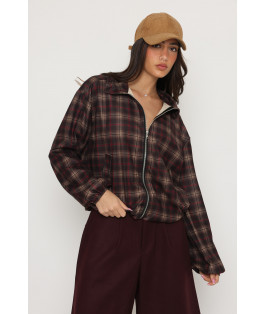 ג`קט משבצות רוכסן