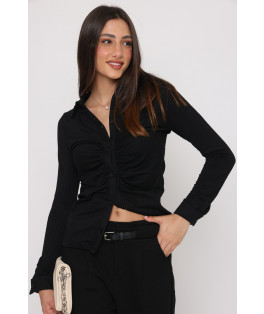 חולצה מכופתרת כיווץ סיר