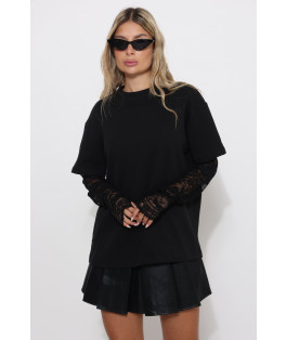 חולצה לוז שילוב תחרה