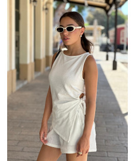 גופייה קשירה פסים וחלק