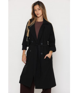 ג'קט חלק סריג כיסים ארוך