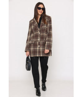 ג`קט משובץ כיסים קצר