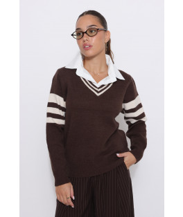 סריג צווארון לבן