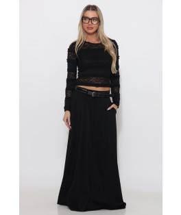 חצאית מקסי כיסים חגורה