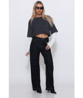 מכנס ג`ינס מכפלת רחבה