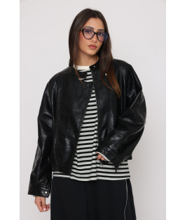 מעיל עור רוכסניים רגלן