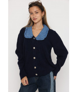 קרדיגן שילוב צוארון כפתורים