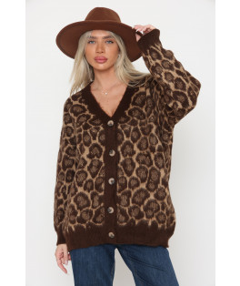 קרדיגן מנומר וי כפתורים