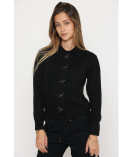 קרדיגן צוארון כפתור פפיון