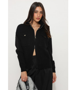 קרדיגן סריג גולף רוכסן כיסים