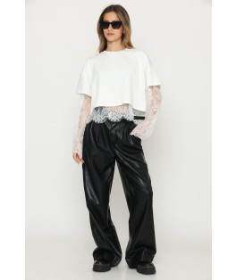 מכנס דמוי עור חגורה