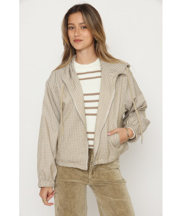 ג`קט רוכסן קפוצ`ון אריג פפיטה