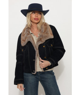 ג`קט פרווה כפתור