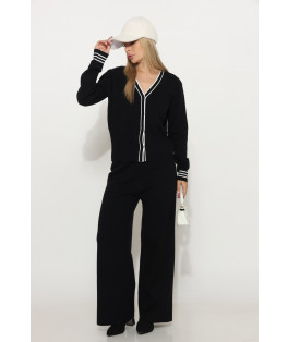 חליפה סריג קרדיגן V פסים במנג`טים